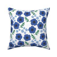 Blue vintage style poppies (large)