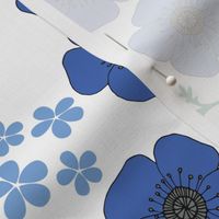 Blue vintage style poppies (large)