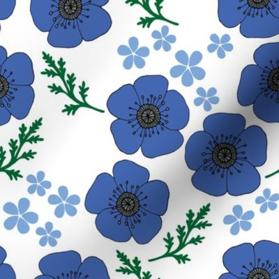 Blue vintage style poppies (large)