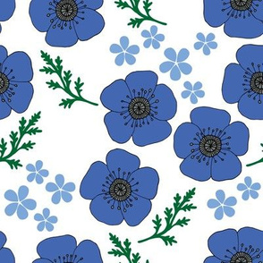 Blue vintage style poppies (large)