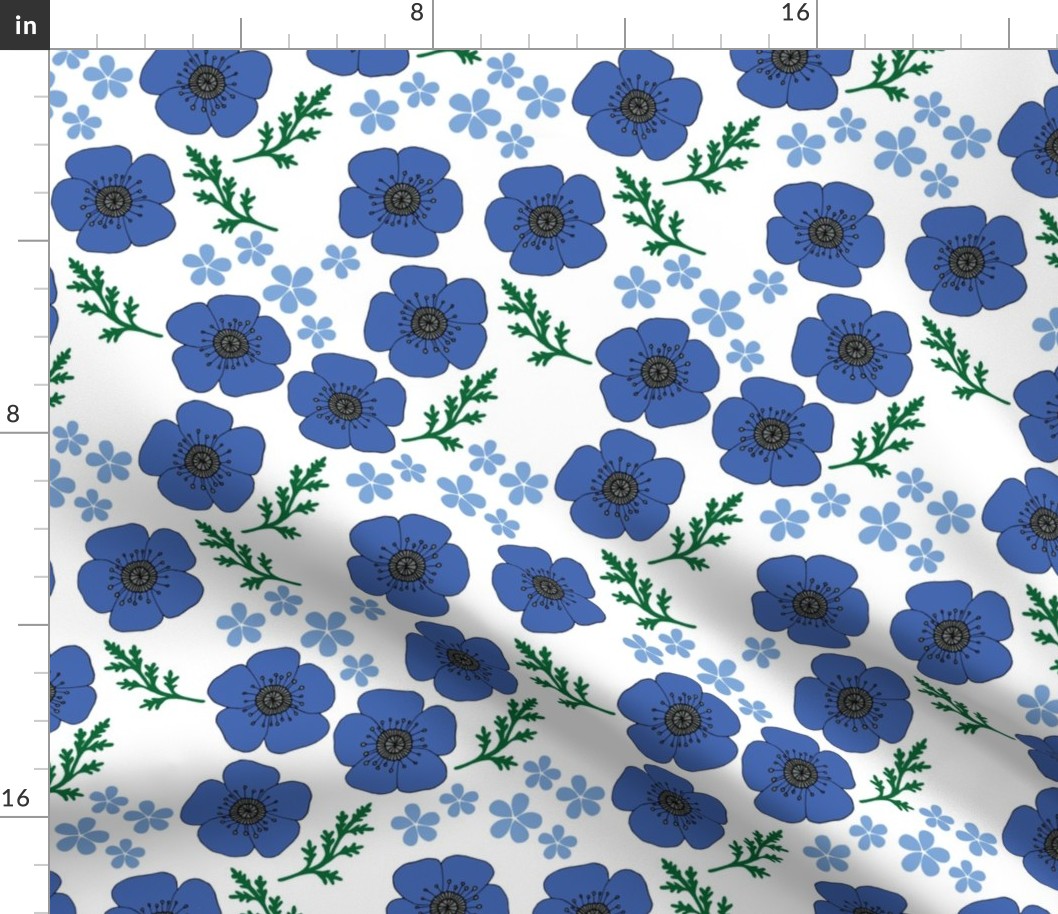 Blue vintage style poppies (large)