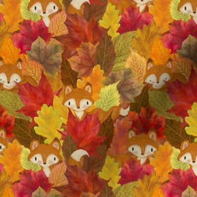 Foxes Hiding in the Fall Leaves Fox - Small Scale