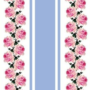 Climbing pink vintage roses blue stripe (small)