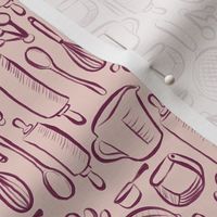 Pastry Chef Baking Tools in Burgundy and Blush Pink - Small
