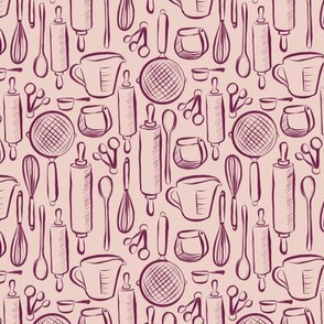 Pastry Chef Baking Tools in Burgundy and Blush Pink - Small