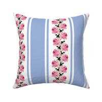 Climbing pink vintage roses blue stripe (large)