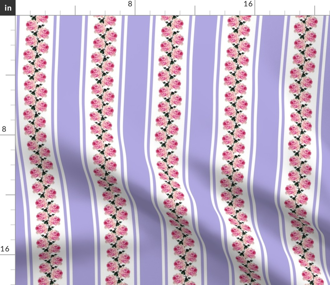 Climbing pink vintage roses lilac stripe (small)