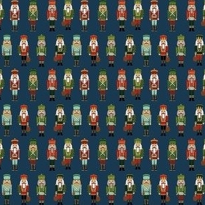 MINI - nutcracker christmas fabric - modern christmas fabric - NAVY