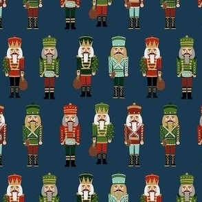 SMALL - nutcracker christmas fabric - modern christmas fabric - NAVY