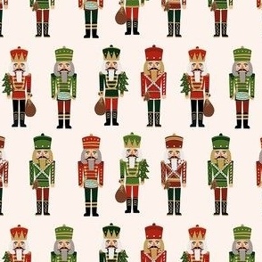 SMALL  - nutcracker christmas fabric - modern christmas fabric - cream