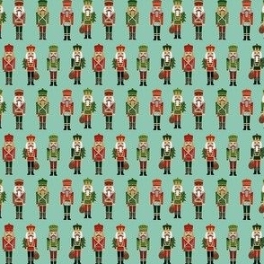 MINI - nutcracker christmas fabric - modern christmas fabric - mint