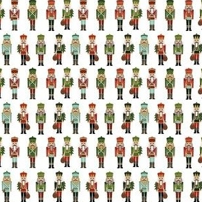 MINI nutcracker christmas fabric - modern christmas fabric - white