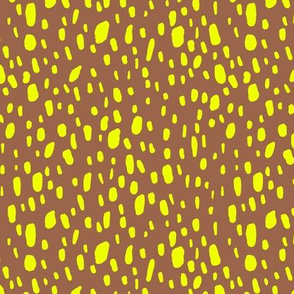 Blotty Dotty Confetti Spots in Tan + Safety Fluorescent Yellow