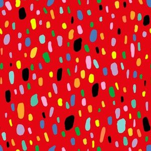 Rainbow Blotty Dotty Confetti Spots in Red