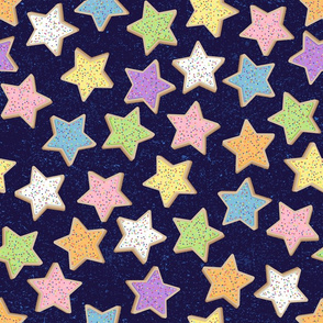 Sugar Cookie Stars on Blue (large scale)