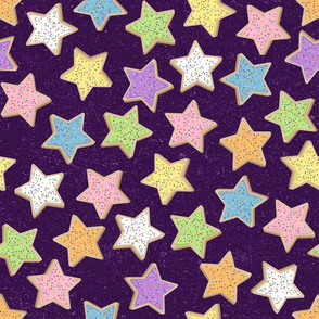 Sugar Cookie Stars on Purple (large scale)