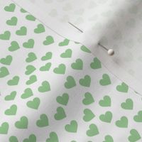 Green hearts on white (mini)