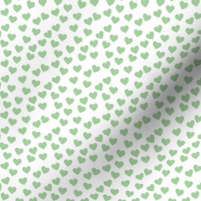 Green hearts on white (mini)