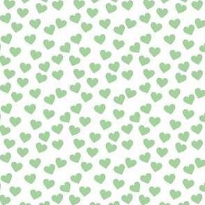 Green hearts on white (mini)