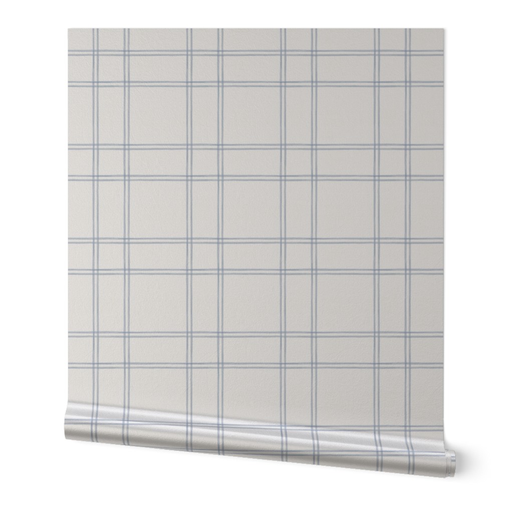 Watercolor double plaid soft blue and cream