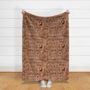 Christmas Typography Red on Burlap -large scale