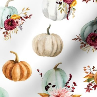 floral pumpkins on white