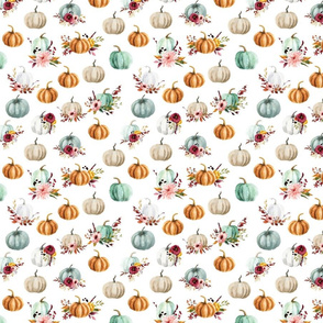 small floral pumpkins on white
