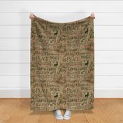 Christmas Typography Green on Burlap -large scale