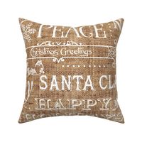 Christmas Typography White on Burlap -large scale