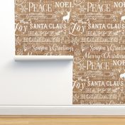 Christmas Typography White on Burlap -large scale