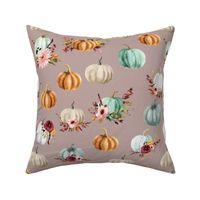 floral pumpkins on mauve