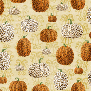 Leopard Print Pumpkins on Beige 