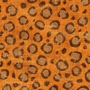 Distressed Leopard Print on Orange (Large Scale)
