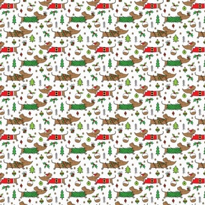 Dachshund Christmas on white - extra small scale