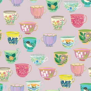 Vintage Tea Cups {Lavender} medium