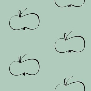 apples - hand drawn apples, mint 