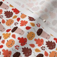 Kawaii autumn leaves and pumpkin spice latte love illustration pattern SMALL