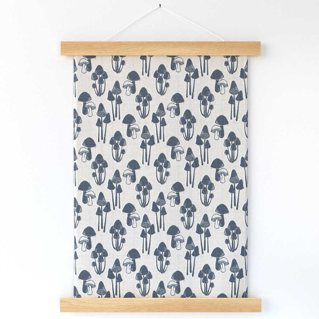 mushrooms block print (navy)