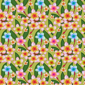 Frangipani Garden - Olive green, medium