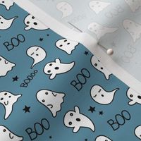 Spooky night ghost boo baby and stars kawaii halloween nursery pattern kids blue night SMALL