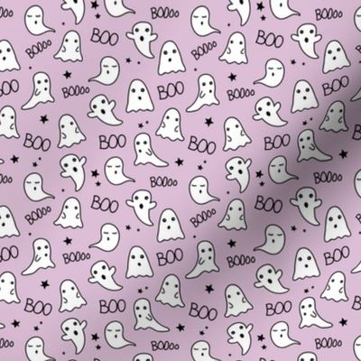 Spooky night ghost boo baby and stars kawaii halloween nursery pattern kids lilac purple SMALL