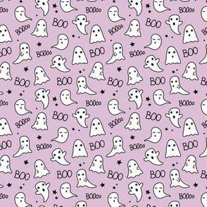 Spooky night ghost boo baby and stars kawaii halloween nursery pattern kids lilac purple SMALL