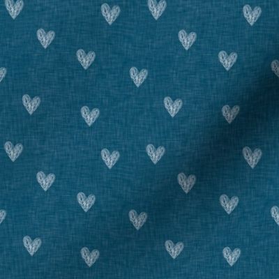 navy hearts linen - small