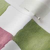 XL watercolor checkerboard - soft spring green with raspberry pink squares