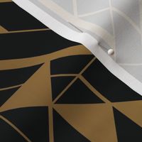 Black and Gold Faux Foil Vintage Art Deco Geometric Triangle Pattern 