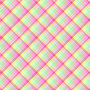 Small Pastel Rainbow Tablecloth Diagonal Check