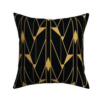 Faux Foil Gold and Black Retro Vintage Art Deco Geometric Open Triangle Pattern 