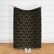 Faux Foil Gold and Black Retro Vintage Art Deco Geometric Open Triangle Pattern 