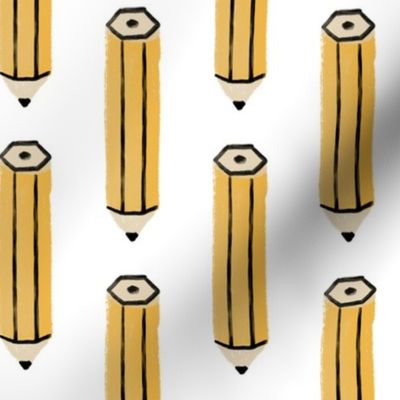 Large Pencils (No. 2 Pencils on White, gouache pencils, school supplies, teacher, number 2, back to school)