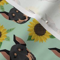 doberman sunflower fabric - mint